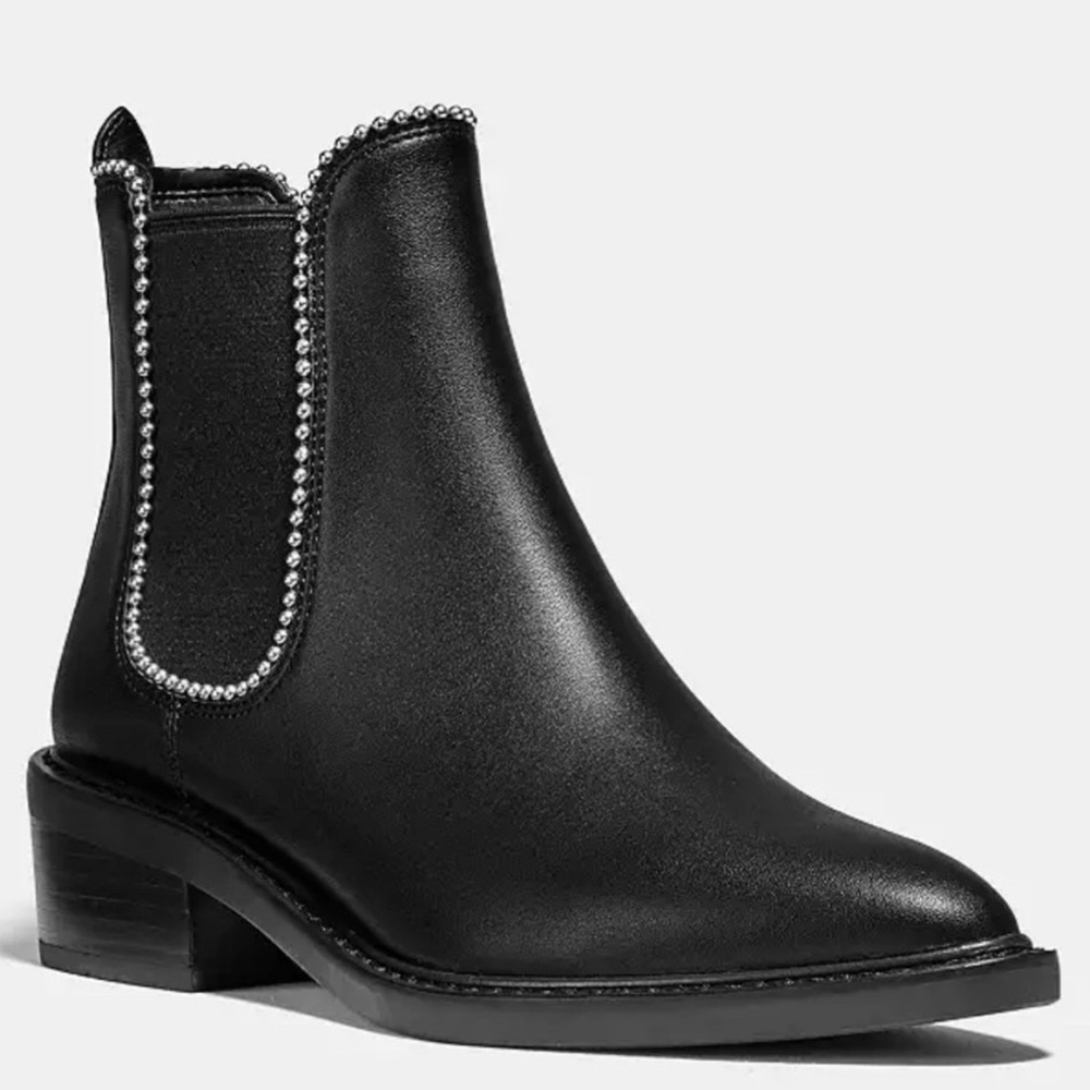 Coach Black Ankle Boots with Silver Accents